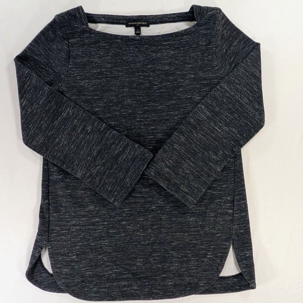 Banana Republic Womens Pullover Small Black Long Sleeve Round Hem Classic